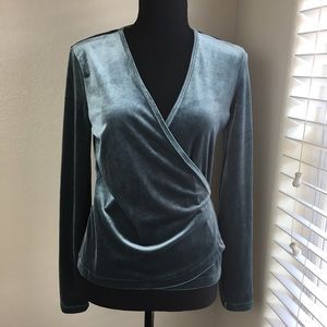 MadeWell Velvet Wrap top -Green Small